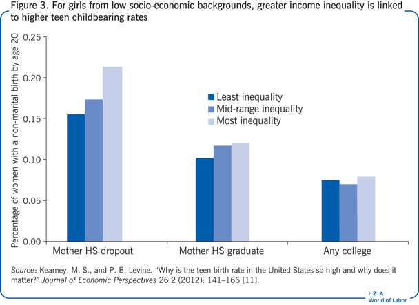 对于社会经济背景较低的女孩来说，收入不平等的加剧与较高的青少年生育率有关