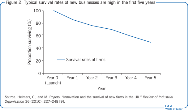 典型的新企业在头五年的存活率很高